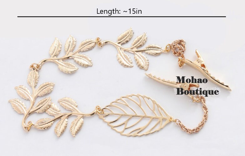 Gold Leaf Hair Clip | Backward Headpiece | Laurel Leaf Headband | Bohemian Style | Women Spring Hair Accessories| Gold Laurel Leaf