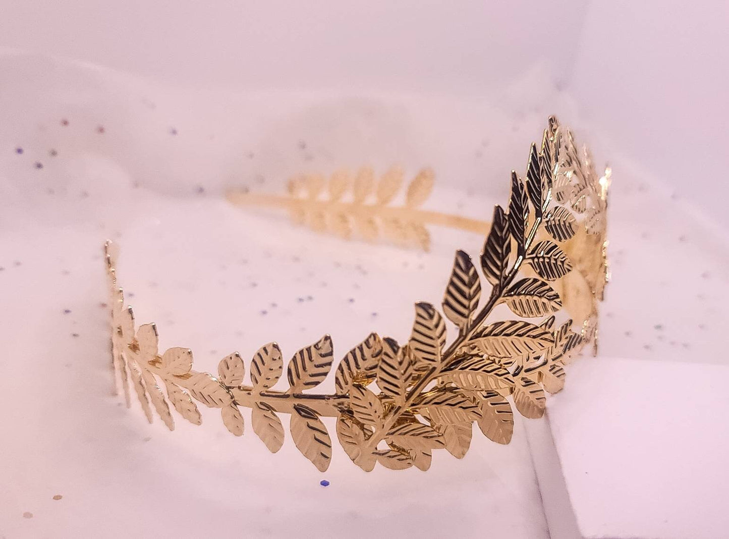 Gold Leaf Tiara Headband | Greek Laurel Leaf Crown | Gold Roman Goddess Headpiece