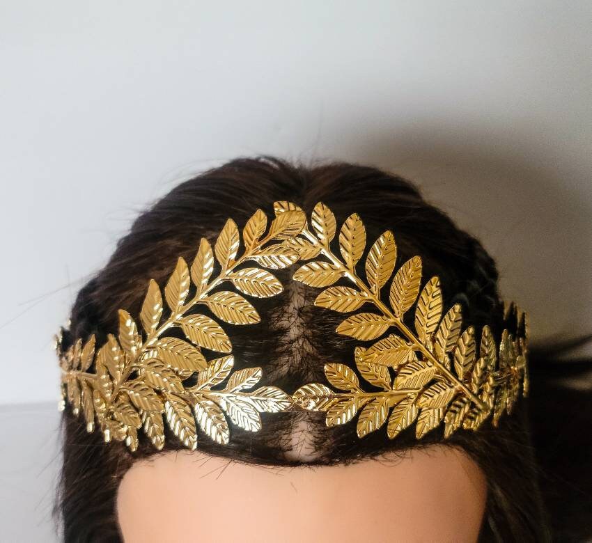 Gold Leaf Tiara Headband | Greek Laurel Leaf Crown | Gold Roman Goddess Headpiece