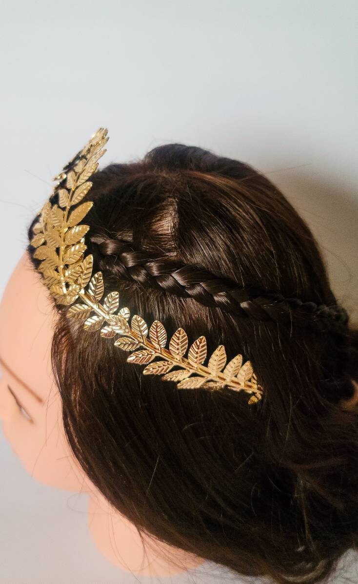 Gold Leaf Tiara Headband | Greek Laurel Leaf Crown | Gold Roman Goddess Headpiece