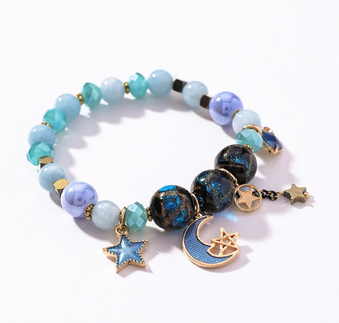 Moon and Stars Bracelet | Beaded Bracelets | Crystal Bracelet | Bohemian | Women Bracelet | Crescent Moon and Stars