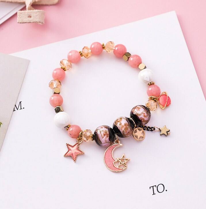 Moon and Stars Bracelet | Beaded Bracelets | Crystal Bracelet | Bohemian | Women Bracelet | Crescent Moon and Stars