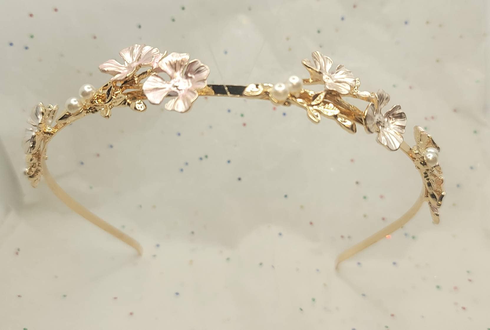 Metal Flower Headband | Gold Leaf Pearls Headpiece | Bridal Flower Crown Headband | Bridesmaid Wedding | Spring Accessories