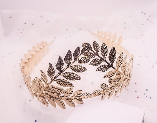 Gold Leaf Tiara Headband | Greek Laurel Leaf Crown | Gold Roman Goddess Headpiece