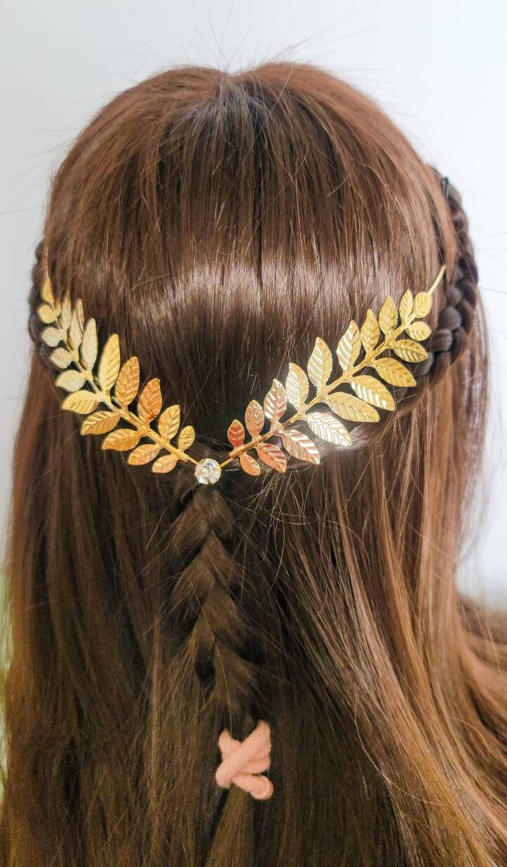 Laurel Leaf Metal V Headband | Gold Thin Roman Leaf Headband | Backwards Bridal Headpiece | Boho Chic Fashion Hair Accessories