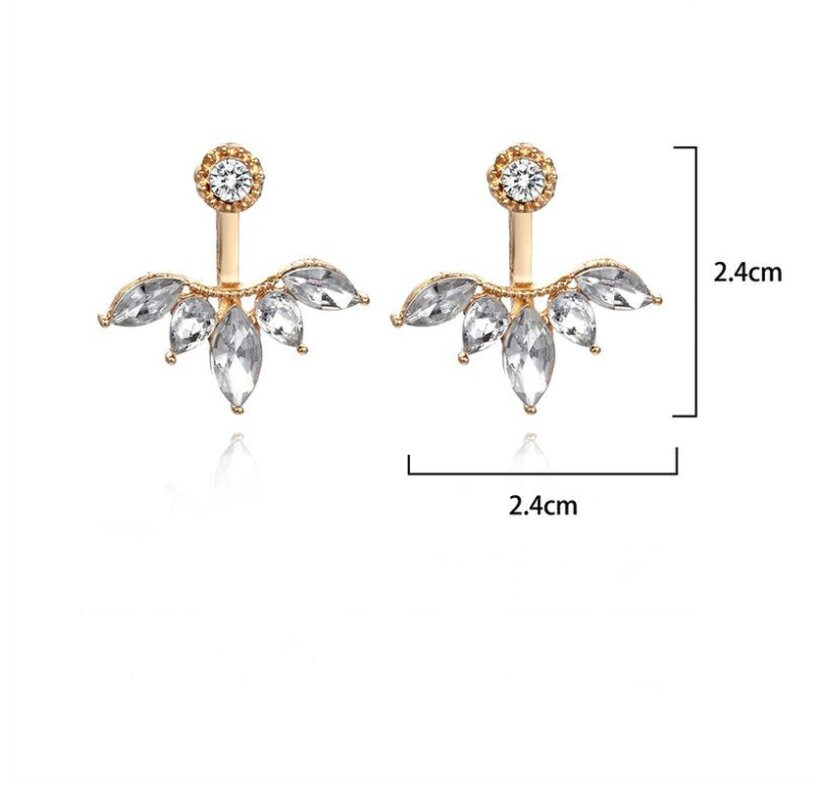 Crystal Ear Jacket | Cubic Zirconia Stud Earrings | Ear Climbers | Two Way Ear Jacket | CZ Earrings | Gold Silver | Women Jewelry