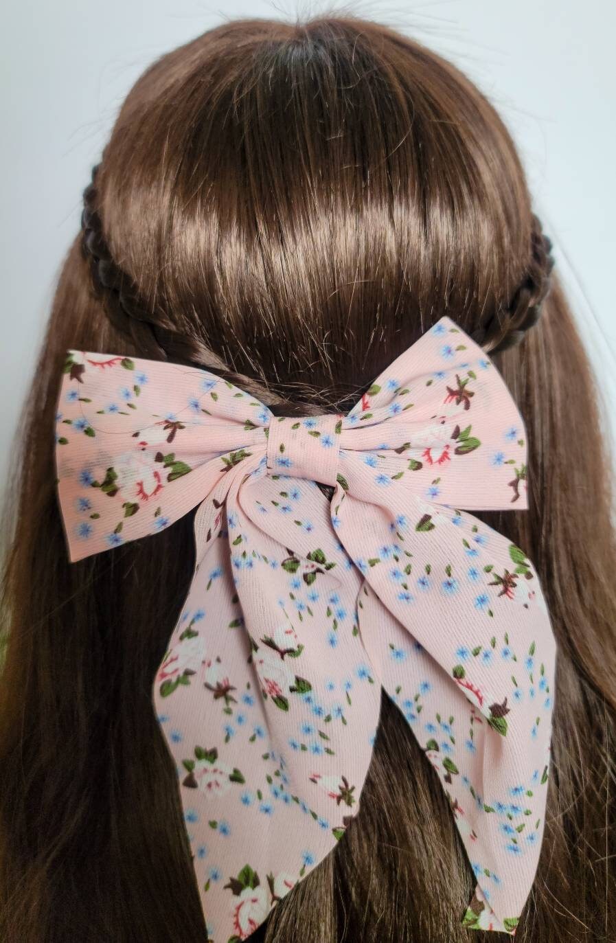 Chiffon Floral Hair Bow| Spring Flower Bow Hairpin| Big Cloth Bow Hairclip| Women Spring Floral Hair Accessories