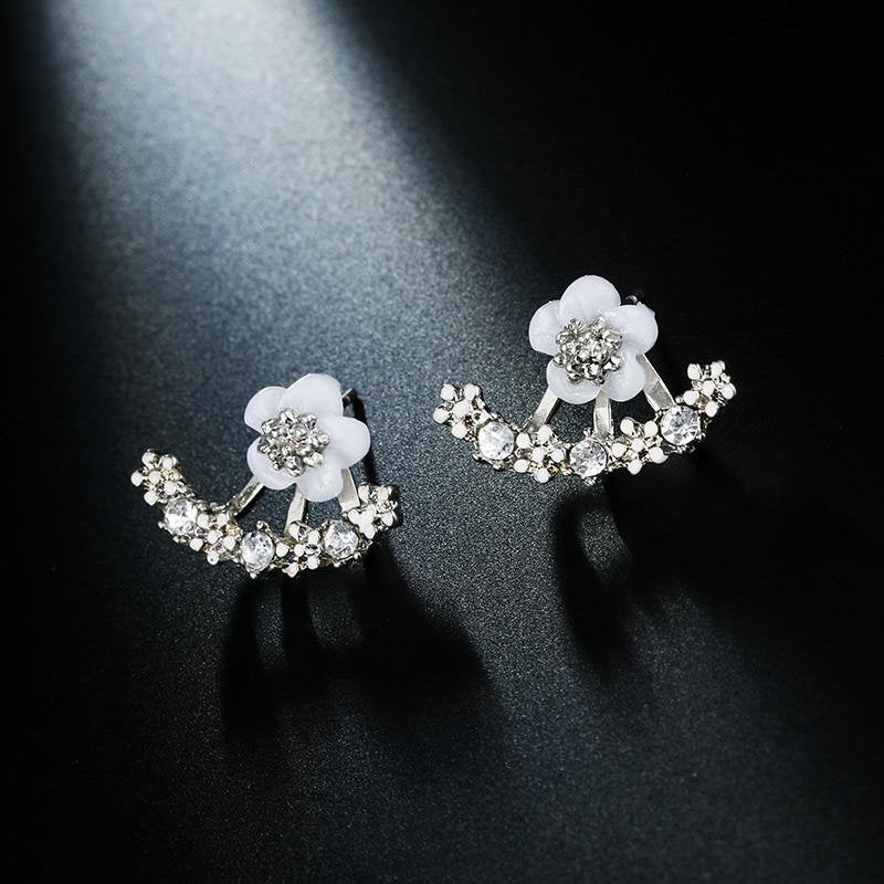 Daisy Flower Stud Earrings | Floral Jacket Earrings | Delicate Minimalist Jewelry | Flower Drop Earrings | Summer Daisy |Ear Climber Earring