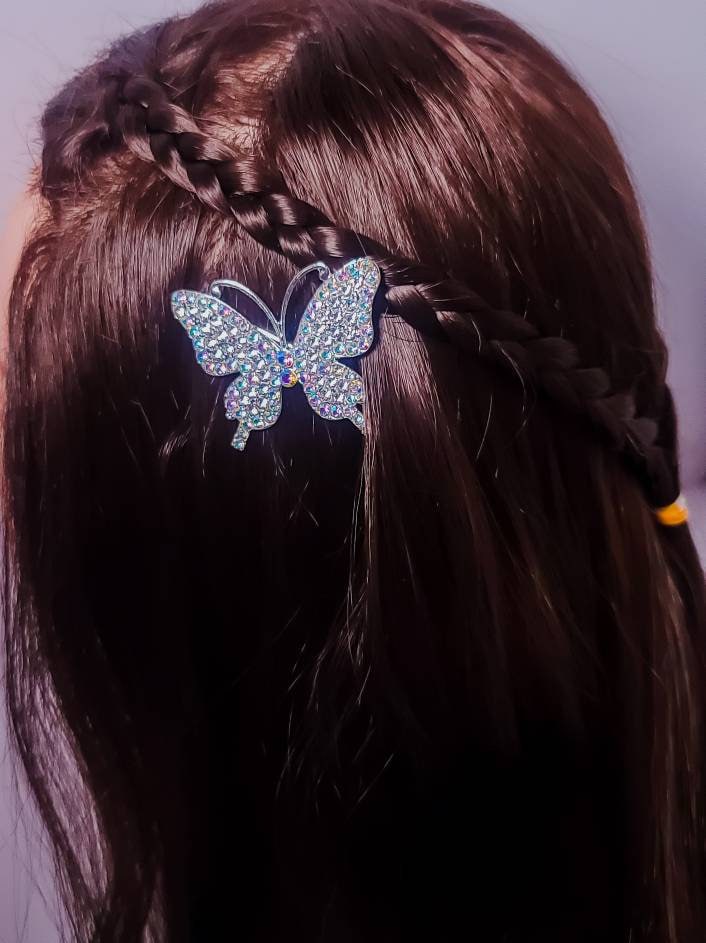 Big Crystal Butterfly Hair Clip | Mariposa Barrettes | Rhinestone Hair Pin | Women Hair Accessories | Butterfly Accessories | Girls Hair