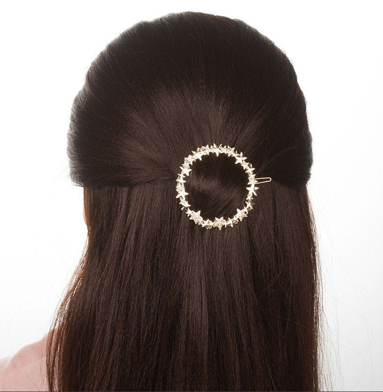 Gold Stars Hair Clip | Geometric Hair Clip | Gold Buckle Clip | Cluster Stars | Galaxy Hair Clip | Circle Stars | For Thick Hair