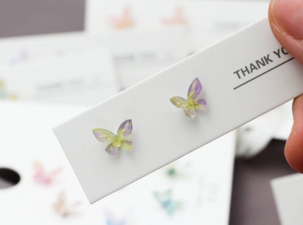 Tiny Butterfly Earrings | Small Butterfly Studs | Resin Butterflies | Cartilage Earring | Dainty Earrings | Minimalist Earring | S925