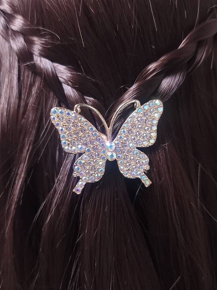 Big Crystal Butterfly Hair Clip | Mariposa Barrettes | Rhinestone Hair Pin | Women Hair Accessories | Butterfly Accessories | Girls Hair