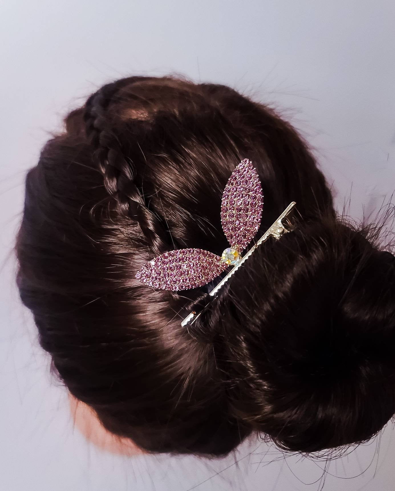 Pearl Butterfly Hair Clip | Purple Hair Clip | Crystal Butterfly Hair Pin | Bow Ears Hair Clip | Bunny Ears | For Girls | Woman Hair Clip