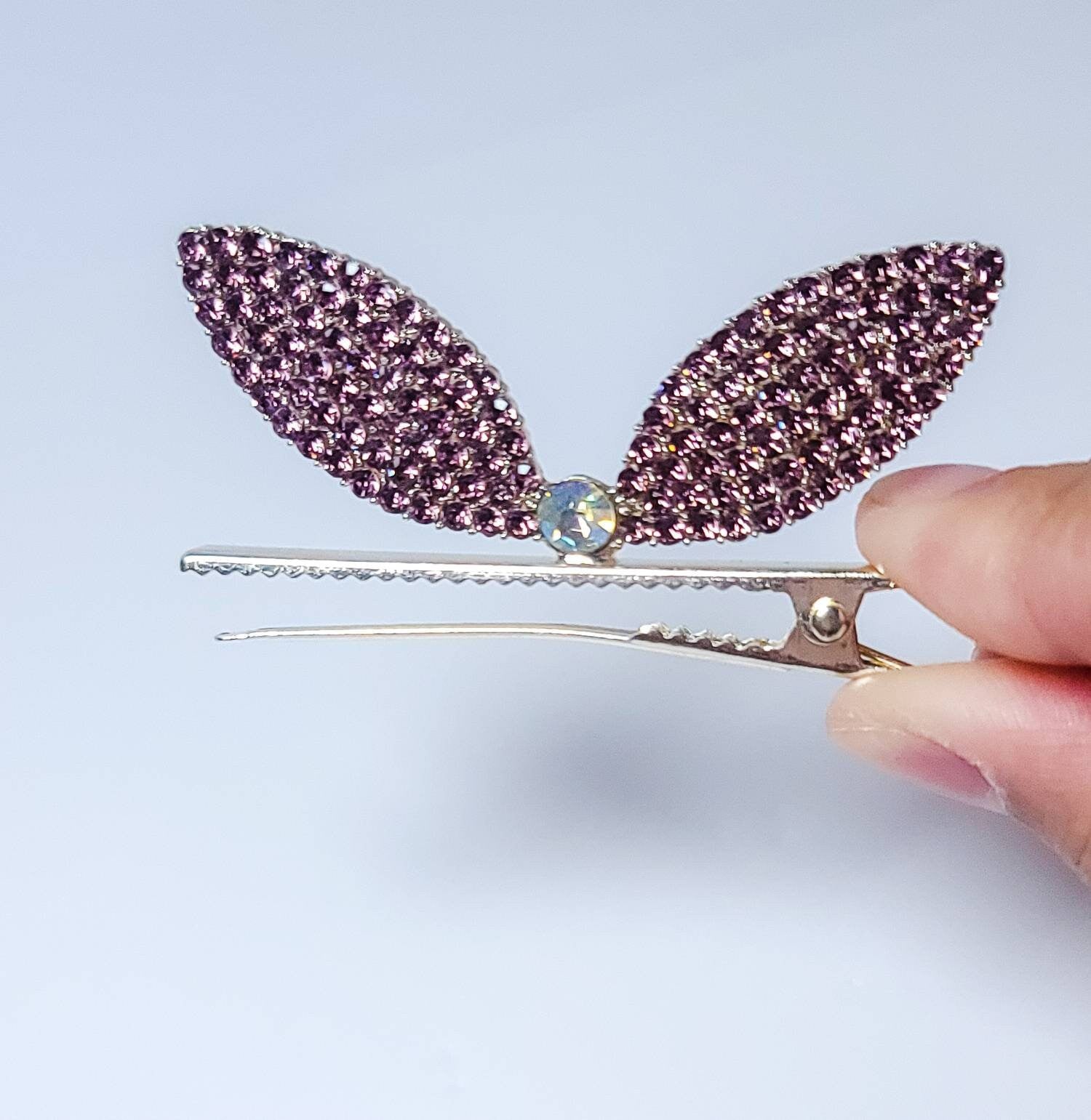 Pearl Butterfly Hair Clip | Purple Hair Clip | Crystal Butterfly Hair Pin | Bow Ears Hair Clip | Bunny Ears | For Girls | Woman Hair Clip