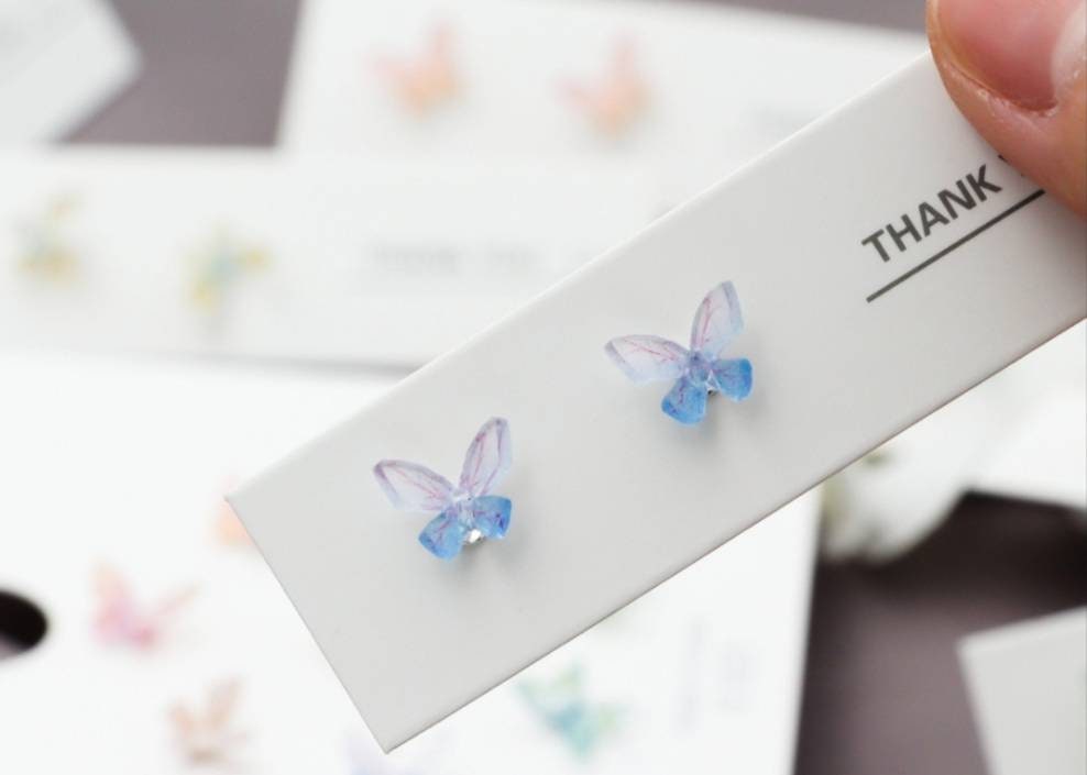 Tiny Butterfly Earrings | Small Butterfly Studs | Resin Butterflies | Cartilage Earring | Dainty Earrings | Minimalist Earring | S925