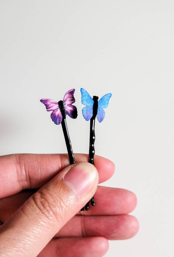 Blue Butterfly Hair Clips | 4 Butterfly Bobby Pins | Small Butterfly | 4 Hair Pins For Girls | Women Hair Accessories | Bridal Hair Clips