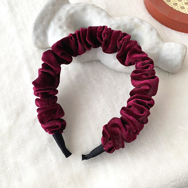 Velvet Ruched Headband | Ruffled Velvet | Scrunchie Headband | Solid Color Headband | Fabric Headband | Women Headband | Fashion Headband