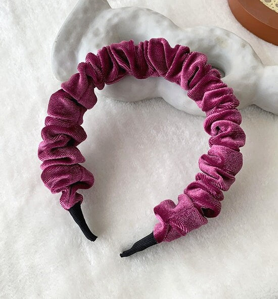 Velvet Ruched Headband | Ruffled Velvet | Scrunchie Headband | Solid Color Headband | Fabric Headband | Women Headband | Fashion Headband