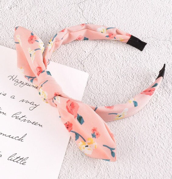 Floral Bow Headband | Wired Headband | Wired Bunny Ears Headband | Adjustable Headband | Knotted Bow Headband | Top Knot