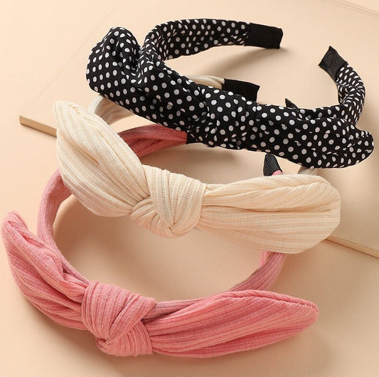 Wired Bow Headband | Bow Headband | Polka Dot | Hard Headband | Soft Cotton Headband | Adjustable Headband | Knotted Bow