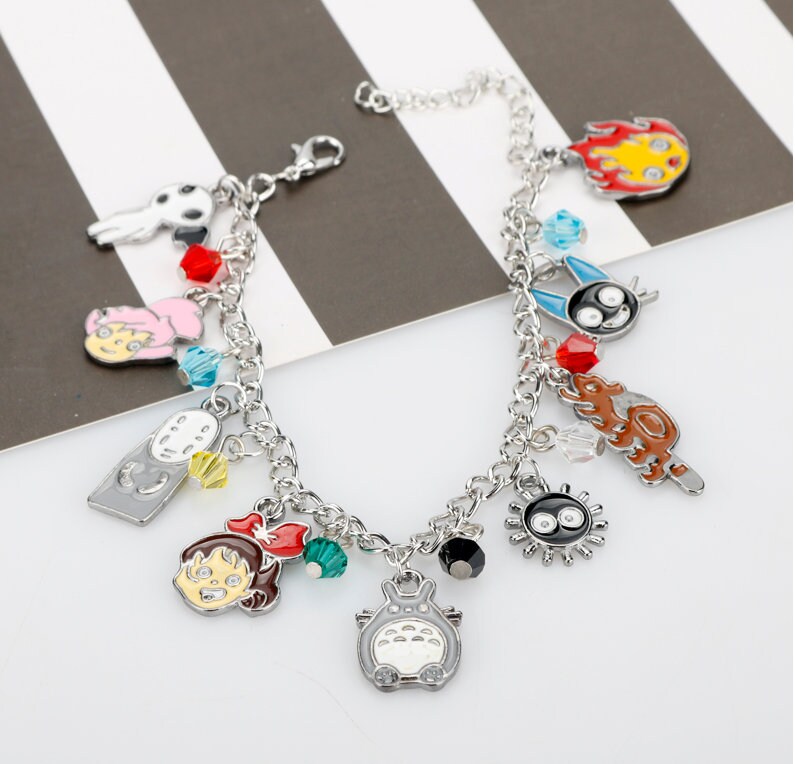 Classic Anime Charm Bracelet | Chunky Charm Bracelet | Alloy Charms | Spirited Away | Totoro | Kiki Delivery Service | Ghibli